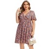 Women's Plus Size A Line Party Mini Dress Knee Length Wrap Dress  redf X-Large - 3 of 4