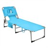 Costway Outdoor Beach Lounge Chair Folding Chaise Lounge with Pillow Blue\Blue&Green\Black\Grey\Turquoise\Pink\Beige\Light Pink - 2 of 4
