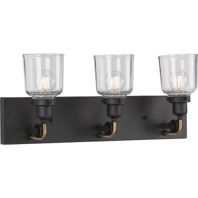 Rushton 24" Graphite 3-Light Bath Vanity with Clear Glass Shades