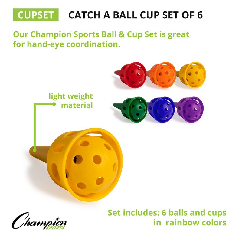 Champion Sports Catch-A-Ball Cup Set of 6, 2 of 4