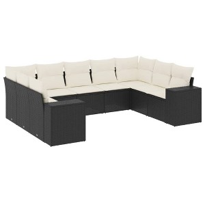 vidaXL Garden Sofa Set Black PE rattan Large Adjustable Feet - 1 of 4