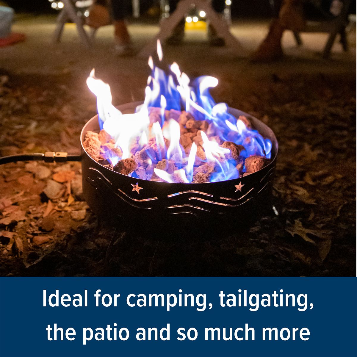 Camco Portable Campfire Outdoor Propane Heater Fire Pit with Lava Rocks, Black - thumbnail 6