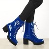 Allegra K Women's Zip Platform Lace Up Round Toe Chunky Heel Combat Boots - 2 of 4