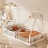 CAVINAS Twin Size Pine Wood Tent Bed Frame with Fence for Boys Girls,Montessori Style Floor Bed for Kids Room,Bedroom - 2 of 4
