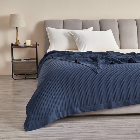 Navy waffle online blanket