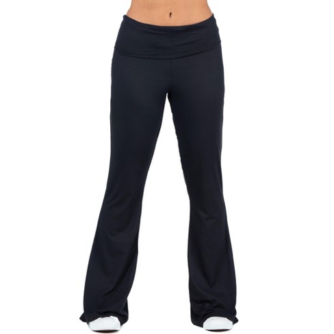 24seven Comfort Apparel Black Bell Bottom Foldover Waist Sweatpants - image 1 of 3