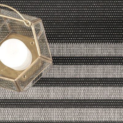 Gray Striped Synthetic 4' x 6' Easy-Care Outdoor Rug