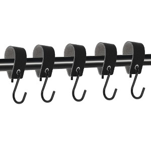 Unique Bargains Multi-Purpose Leather Metal Loop Coat S Hooks  for Wardrobe Clothes Rail Kitchen Bathroom 5Pcs - 1 of 4