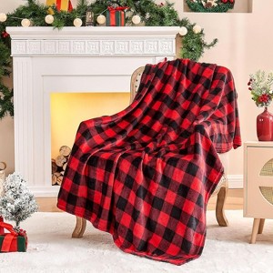 Flannel Blanket for Couch, Red & Black Plaid Fleece Throw Blanket, Soft & Warm Buffalo Plaid Decor Gift Blanket for Women, Men Christmas Gift. - 1 of 4