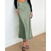 Women's 2025 Satin Midi Skirt - Elegant High Waist A-Line for Cocktail & Wedding Events Light Green - 3 of 4