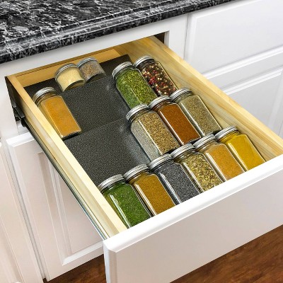 Medium Silver Metallic 4-Tier Spice Drawer Organizer