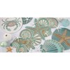 Saro Lifestyle Sea Shell Design Beaded Table Runner, 13"x36", Blue - 3 of 3