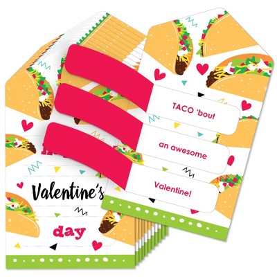 Big Dot of Happiness Taco ‘Bout Fun - Fiesta Cards for Kids - Happy Valentine's Day Pull Tabs - Set of 12