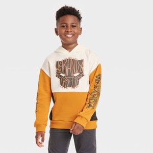 Boys' Marvel Black Panther Wakanda Forever Fleece Sweatshirt - Orange - 1 of 3