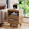 SOLACE FURNITURE Nightstand with Drawer Storage Grille Bed Side Table - 2 of 4