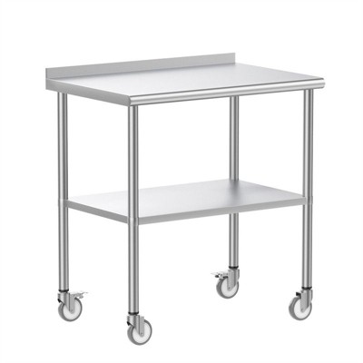 Winado 72 in. Stainless Steel Table With Undershelf, Backsplash and Wheels