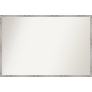 37" x 25" Non-Beveled Shiplap White Narrow Wood Wall Mirror - Amanti Art: Modern Rectangle, Includes Mounting Hardware - 1 of 4