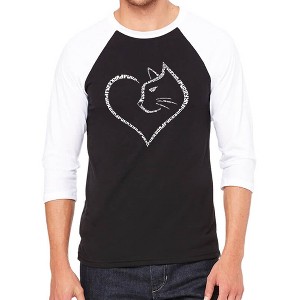 LA Pop Art Cat Heart - Men's Raglan Baseball Word Art T-Shirt - 1 of 4