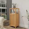 KTMBDW Bathroom Cabinet Freestanding, Bamboo Storage Cabinet 3-Tier Floor Cupboard with Door and Shelf for Small Spaces, Bathroom, Hallway, Natural - 2 of 4