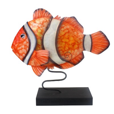 Beachcombers 8.5" Capiz And Metal Clown Fish Figure Coastal Beach House Decor Decoration