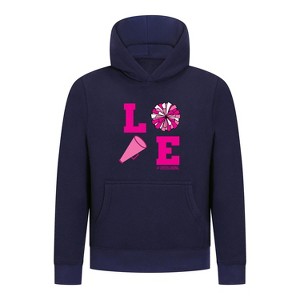 Everyday Kids Cheerleading LOVE Girls Pullover Hoodie – Pink Pom Pom & Megaphone Graphic Sweatshirt - 1 of 4