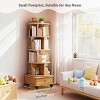 5-Tier Rotating Wooden Bookshelf with Drawer and Wheels,360° Small Space Rotating Bookshelf Tower for Living Room or Bedroom-Baofuwish - 2 of 4
