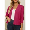 Women's 3/4 Sleeve Open Front Cropped Cardigan Sweater Elegant Shrugs for Women - 2 of 4