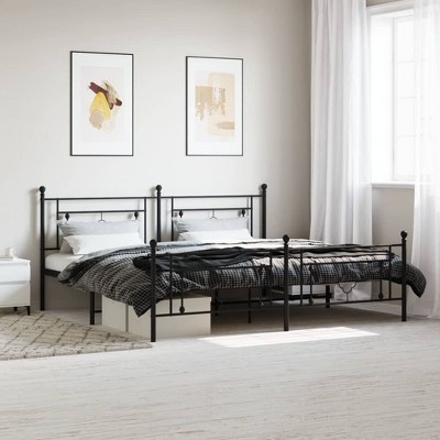 vidaXL Metal Bed Frame with Headboard and Footboard Black 76 in.x79.9 in. King