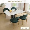 MAYEERTY Velvet Dining Chair, Curved Backrest Golden Metal Legs, Kitchen Dining Room, White - 2 of 4