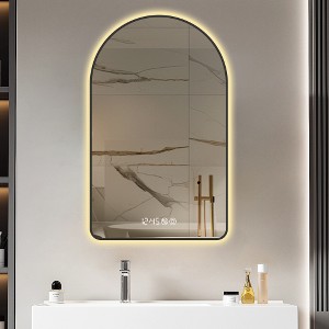 ACEPANO 48 in. H Arched Wall Bathrrom Mirror with Anti-Fog & Time and Temperature Display-Black - 1 of 4