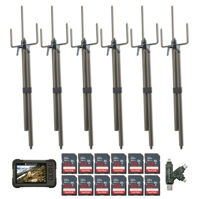 Stealth Cam Trail Camera Mount Stick with Card Viewer 32GB Memory Cards and Card Reader (6 Pack)