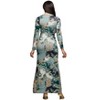 24seven Comfort Apparel Green Paisley Print Long Sleeve Side Slit Maxi Dress - 3 of 4