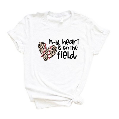 Simply Sage Market Women's My Heart Is On The Field Leopard Short Sleeve Graphic Tee