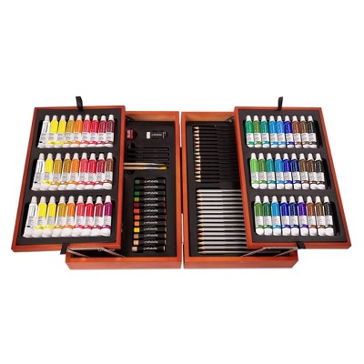 Craftabelle – Arts & Crafts Paint Set for Kids 117pc – Wooden Art Case