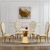 47 Inch Round Marble Dining Table with Faux Marble Top, Modern Dining Table with Stainless Steel Base for Kitchen or Dining Room-Koiai - 2 of 4