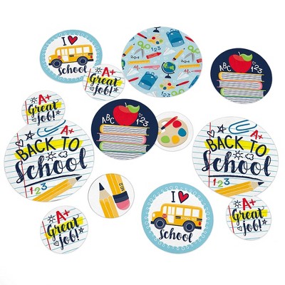 Big Dot of Happiness Back to School - First Day of School Classroom Giant Circle Confetti - Party Decorations - Large Confetti 27 Count