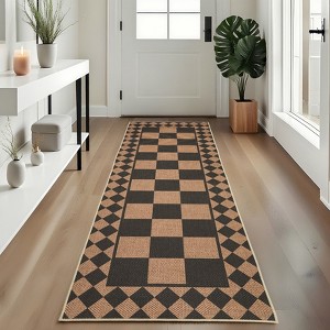 Easy Jute Area Rug Modern Geometric Checkered Washable Indoor Outdoor Rugs for Living Room Bedroom Patio - 1 of 4