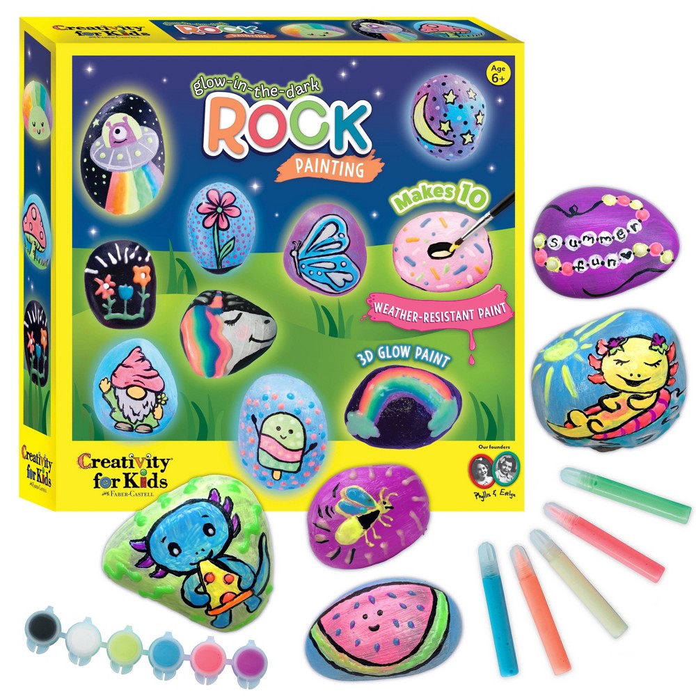 Creativity for Kids Glow in the Dark Rock Painting Kit: DIY Art for Kids Activities, Painted Rock Kits, Ages 6+