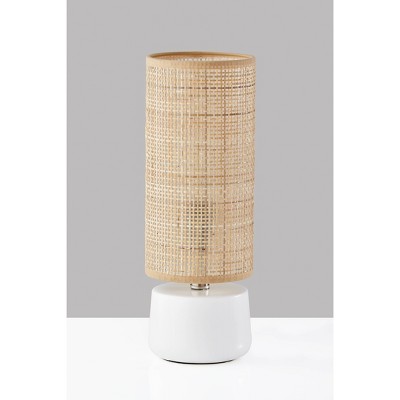 Sheffield Table Lantern White - Adesso: Rattan Shade, Nautical Design, ETL Listed, No Assembly Required