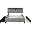 Streamdale Gray Upholstered Queen Bed with Storage, Trundle & USB Ports - 4 of 4