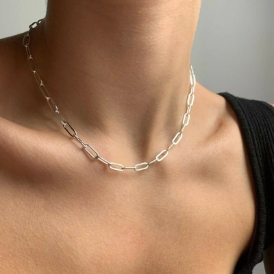 RMZ GOLD NYC 925 Sterling Silver Italian Paperclip Rolo Chain Necklace Italy 14''-36'' All Sizes