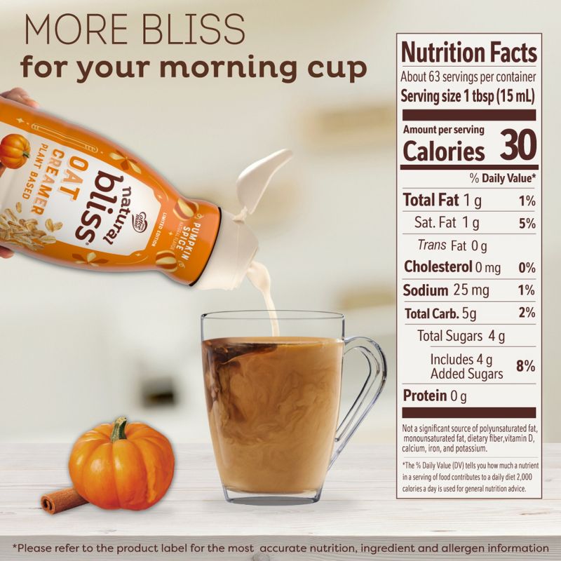 Coffee mate Natural Bliss Plant Based Pumpkin Spice Oat Milk Creamer - 1qt, 4 of 12