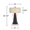 Franklin Iron Works Craig Rustic Farmhouse Table Lamps Set of 2 with Square Risers 24 1/2" High Bronze with USB Charging Port Natural Shade for Desk - 4 of 4