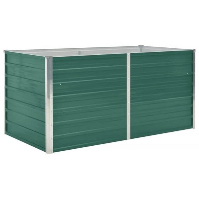 vidaXL Raised Garden Bed, Raised Flower Bed, Galvanized Steel Planter, Outdoor Planter for Patio Backyard Garden Vegetables Herbs, Green