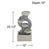 Tarin Four Bowl 23 1/2" High Large Modern Indoor Outdoor Decor Gray Faux Stone Floor Fountain with Light LED Cascading Outside - 4 of 4