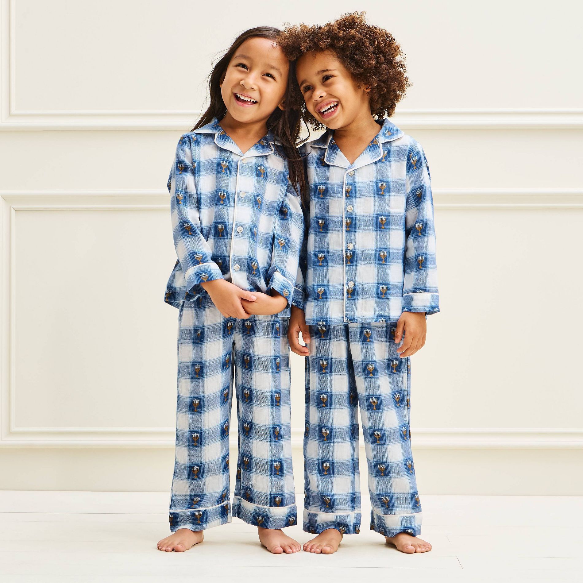 Toddler Hanukkah Plaid Flannel Matching Family Pajama Set - Wondershop™​​​​​​​ Blue 3T