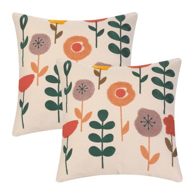 Unique Bargains Embroidered Floral Throw Floral Pattern Pillow Cases 2 Pcs