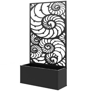 Aghana Digitals Metal Garden Planter with Snail-Cut Privacy Trellis, 8 Gallon Capacity, - 1 of 4