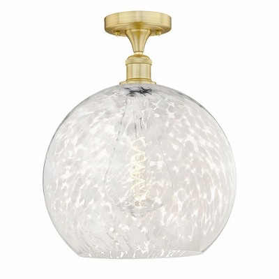 White Mouchette - 1 Light Semi-Flush Mount In Modern Style-16.75 Inches Tall and 13.75 Inches Wide