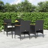 vidaXL 5 Piece Patio Dining Set with Cushions Black - 63" Table Length 4 Chairs - 2 of 4
